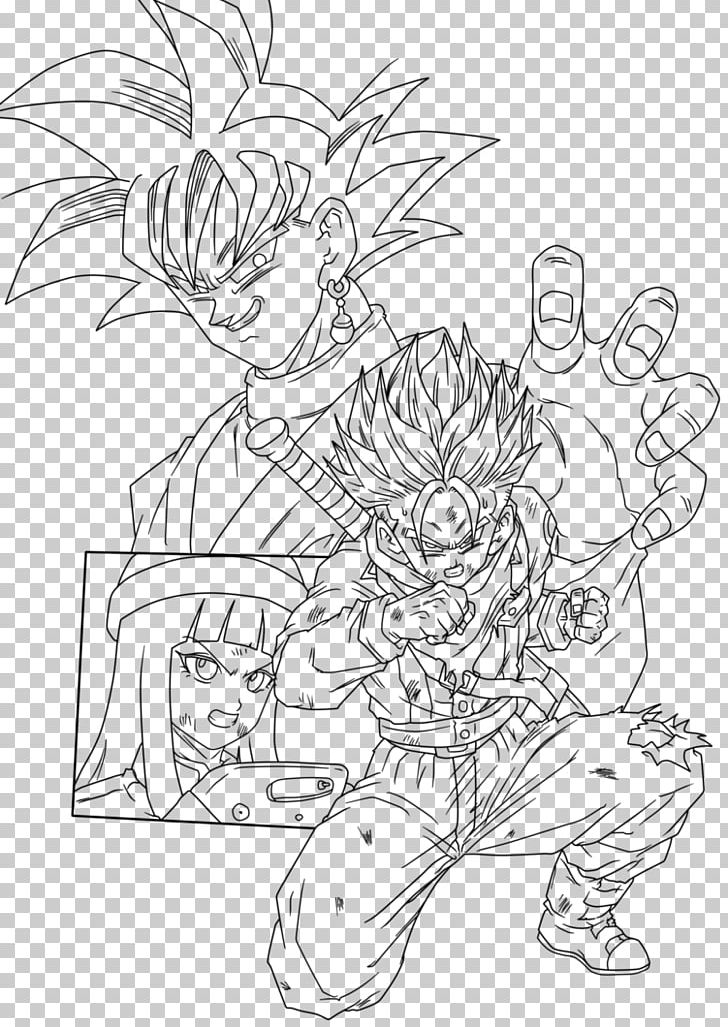 Line Art Goku Trunks Vegeta Gohan PNG, Clipart, Angle, Artwork, Bardock, Black, Black And White Free PNG Download
