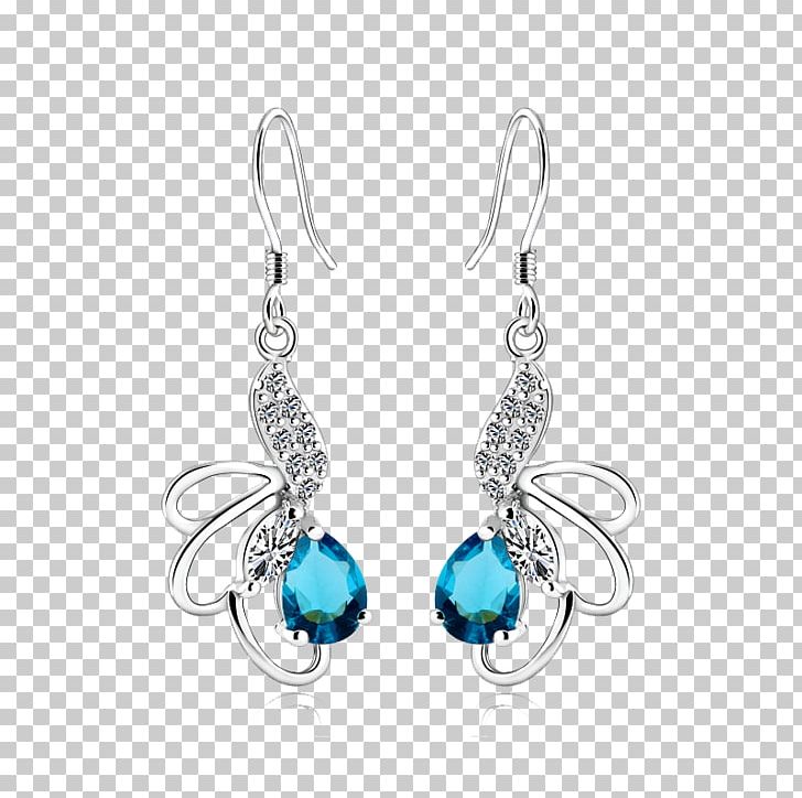Earring Turquoise Silver Sapphire PNG, Clipart, Aqua, Body Jewelry, Cat Ear, Designer, Diamond Free PNG Download