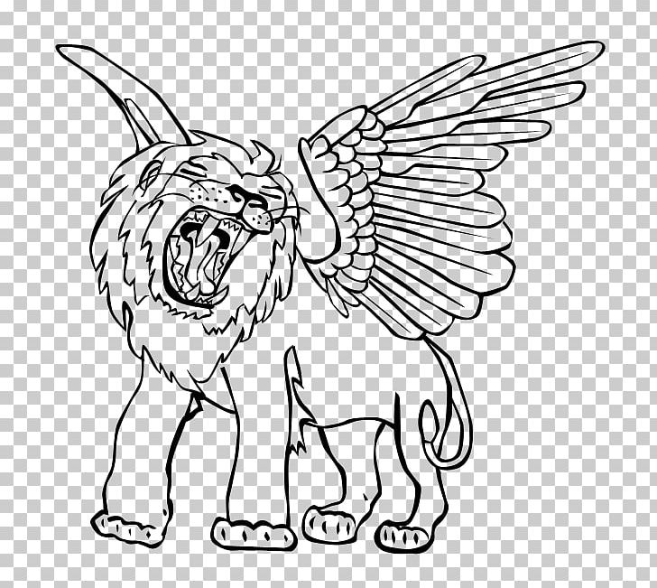 Winged Lion Drawing Line Art PNG, Clipart, Animals, Black And White, Carnivoran, Deviantart, Drawing Free PNG Download