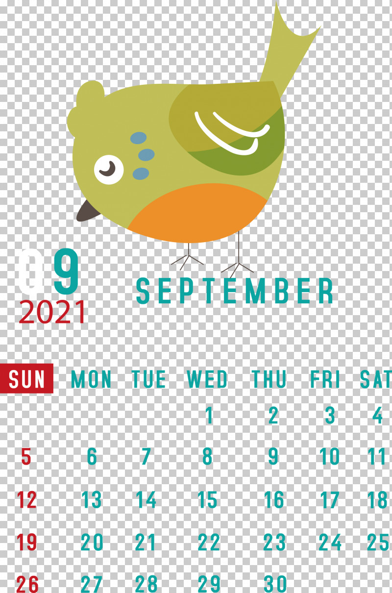 September 2021 Printable Calendar September 2021 Calendar PNG, Clipart, Beak, Green, Line, Logo, Meter Free PNG Download