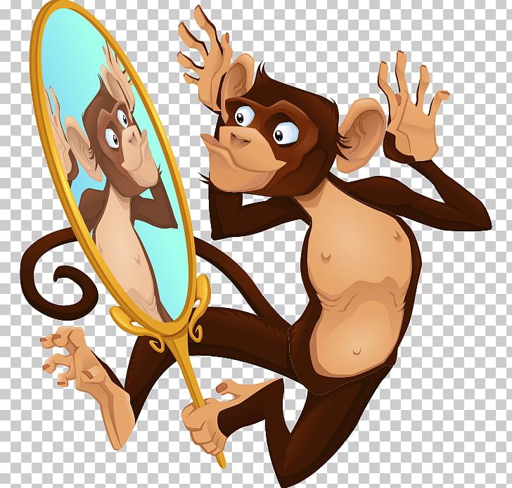 Cartoon Monkey Mirror Illustration PNG, Clipart, Art, Depositphotos, Fictional Character, Finger, Furniture Free PNG Download