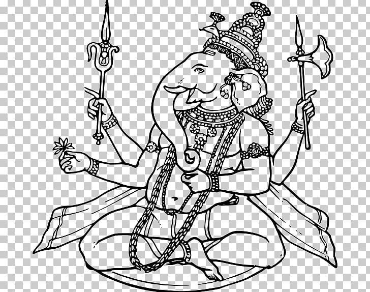 Caricature Line art, Ganesha Outline, comics, angle, white png | PNGWing
