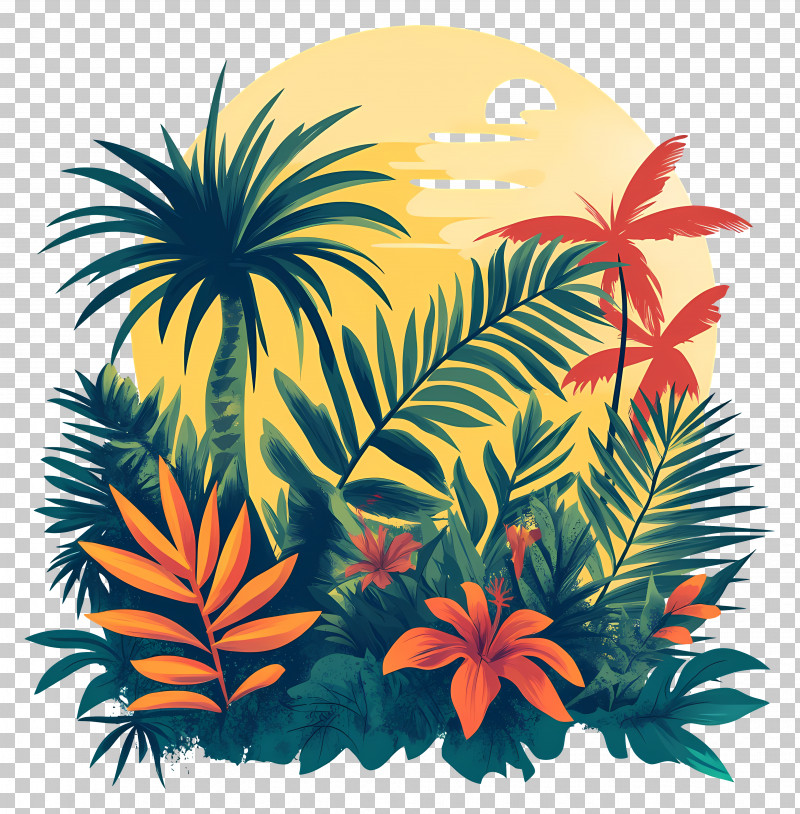 Warmer Weather - Tropical Jungle Illustration PNG