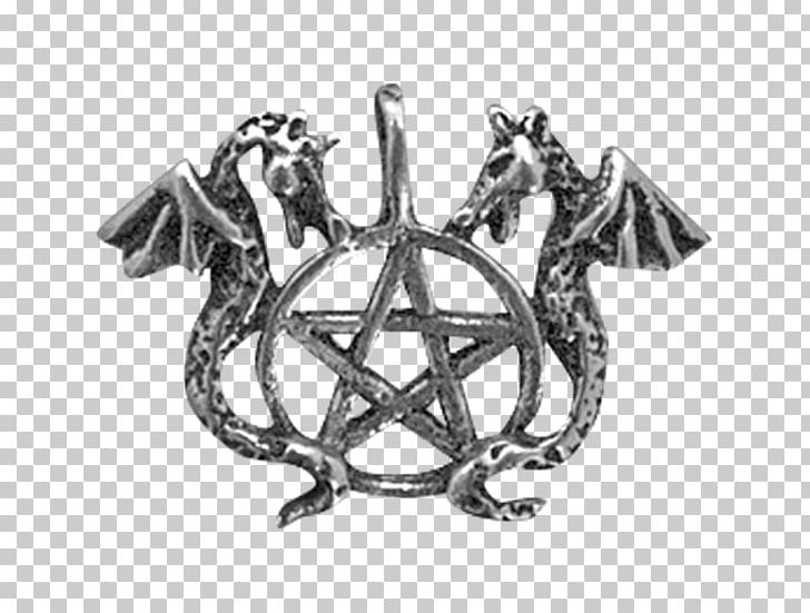Pentacle Wicca Necklace Pentagram Dragon PNG, Clipart, Amulet, Athame, Black And White, Body Jewelry, Charm Free PNG Download