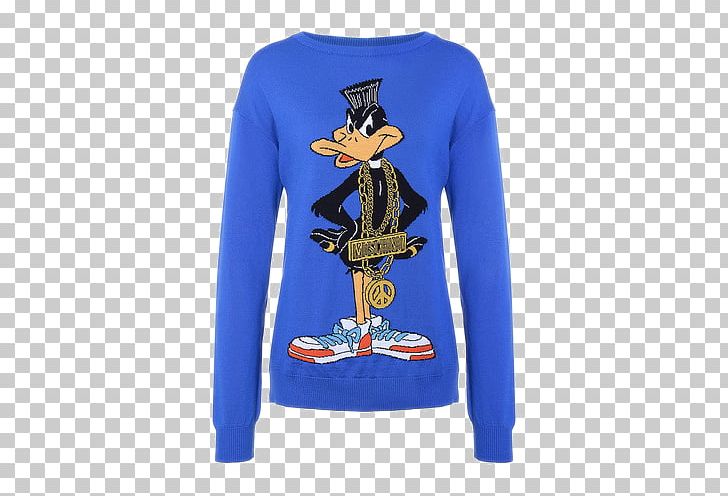 Daffy Duck Moschino Sweater Fashion Intarsia PNG, Clipart, Animals, Applique, Balloon Cartoon, Blue, Cartoon Free PNG Download