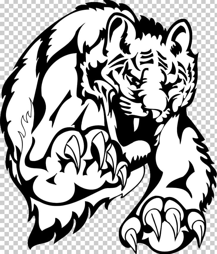 Tiger Leopard Black And White Cartoon PNG, Clipart, Animals, Big Cats, Black, Carnivoran, Cat Like Mammal Free PNG Download