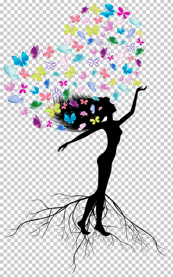 Butterfly Tree Illustration PNG, Clipart, Art, Black, Branch, Business Woman, Color Free PNG Download