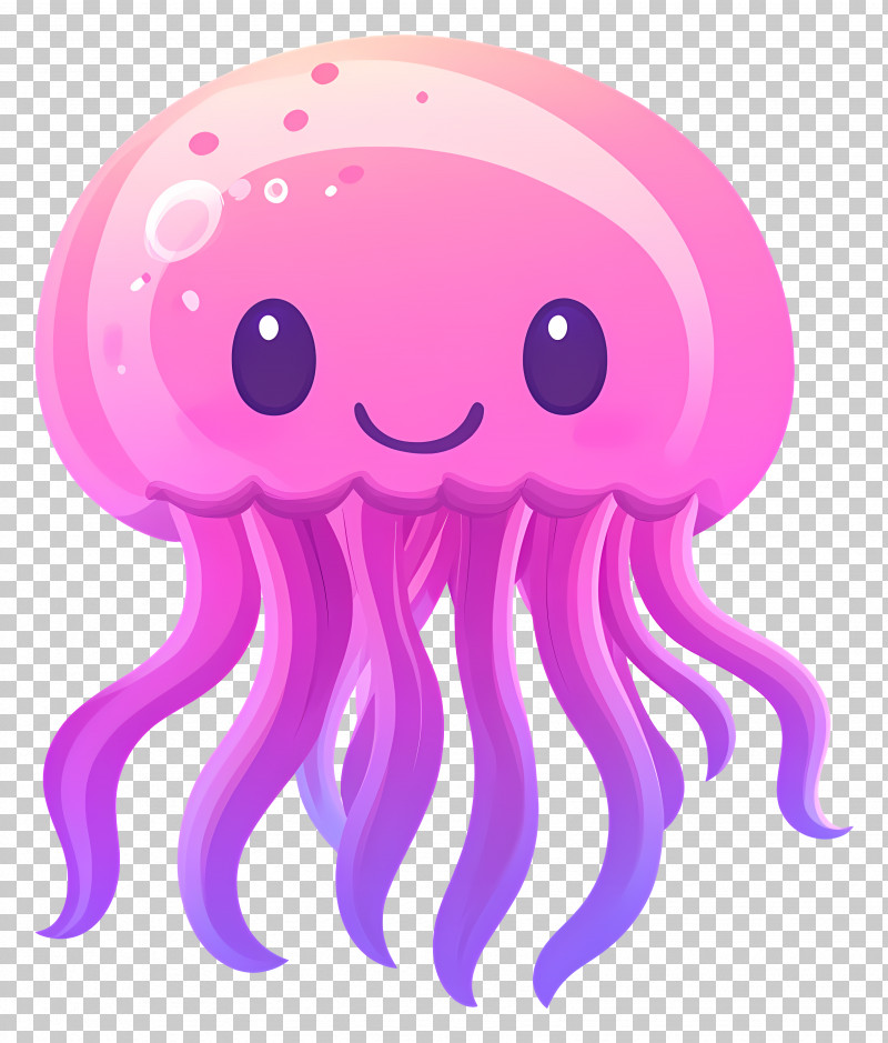 Jelly Fish - Pink Jellyfish Cartoon Illustration PNG