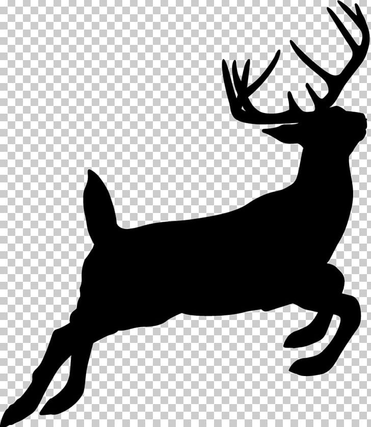 Reindeer Silhouette White-tailed Deer Hunting PNG, Clipart, Antler, Black And White, Cartoon, Deer, Deer Hunting Free PNG Download