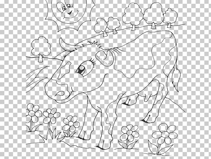 Cattle Coloring Book Line Art Drawing PNG, Clipart, Area, Art, Black, Black And White, Cattle Free PNG Download