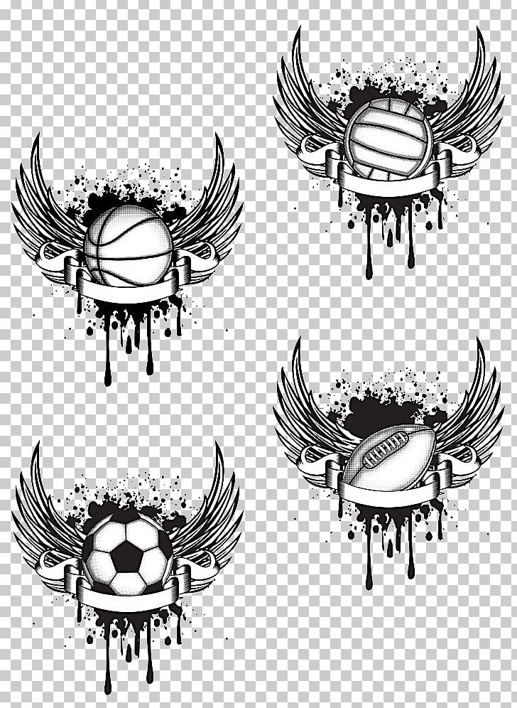 Tattoo Volleyball Rugby Football American Football PNG, Clipart, Angel Wing, Angel Wings, Basketball, Black And White, Chicken Wings Free PNG Download
