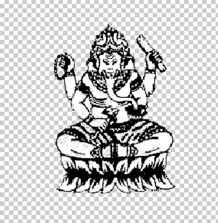 Dwarka SD Saraswati 4 Denpasar Ganesha Logo PNG, Clipart, Artwork, Black And White, Drawing, Fictional Character, Flower Free PNG Download