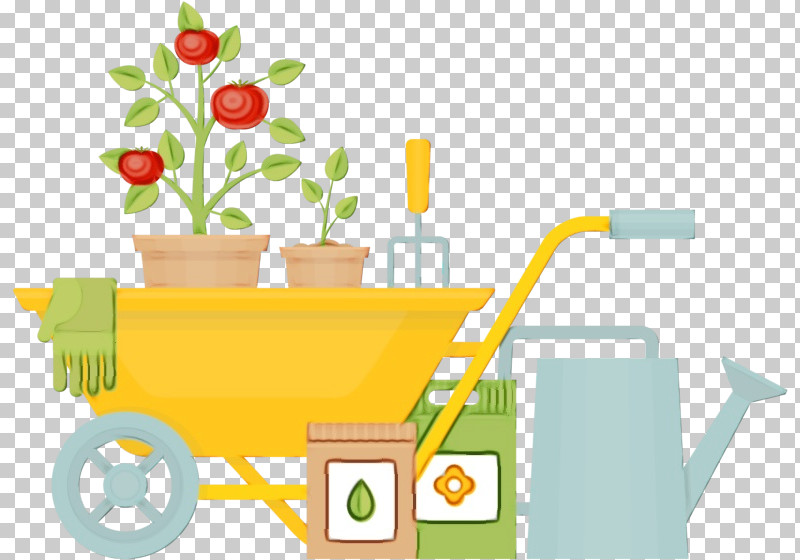 Yellow Wheelbarrow Cart Vehicle PNG, Clipart, Cart, Paint, Vehicle, Watercolor, Wet Ink Free PNG Download