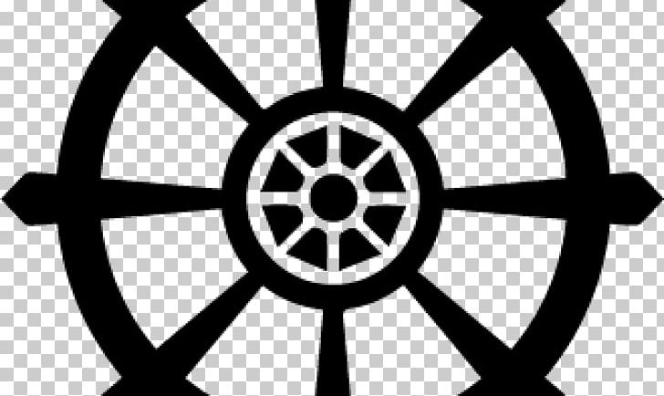 Dharmachakra Buddhism Noble Eightfold Path Buddhist Symbolism PNG, Clipart, Asset, Bicycle Wheel, Black And White, Buddhism, Buddhist Symbolism Free PNG Download