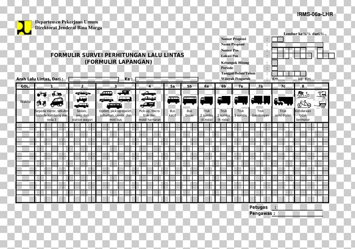 Direktorat Jenderal Bina Marga Form Document Xls Survey Methodology PNG, Clipart, Angle, Annual Average Daily Traffic, Area, Bulan, Diagram Free PNG Download