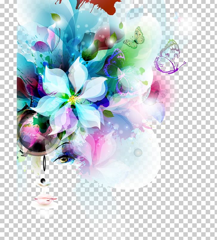 Fashion Woman Flower Illustration PNG, Clipart, Beauty, Blossom, Blue, Blue Abstract, Blue Background Free PNG Download