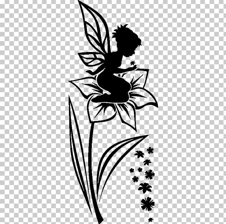 Fairy Sticker Flower Child PNG, Clipart, Black, Black And White, Branch, Child, Fictional Character Free PNG Download