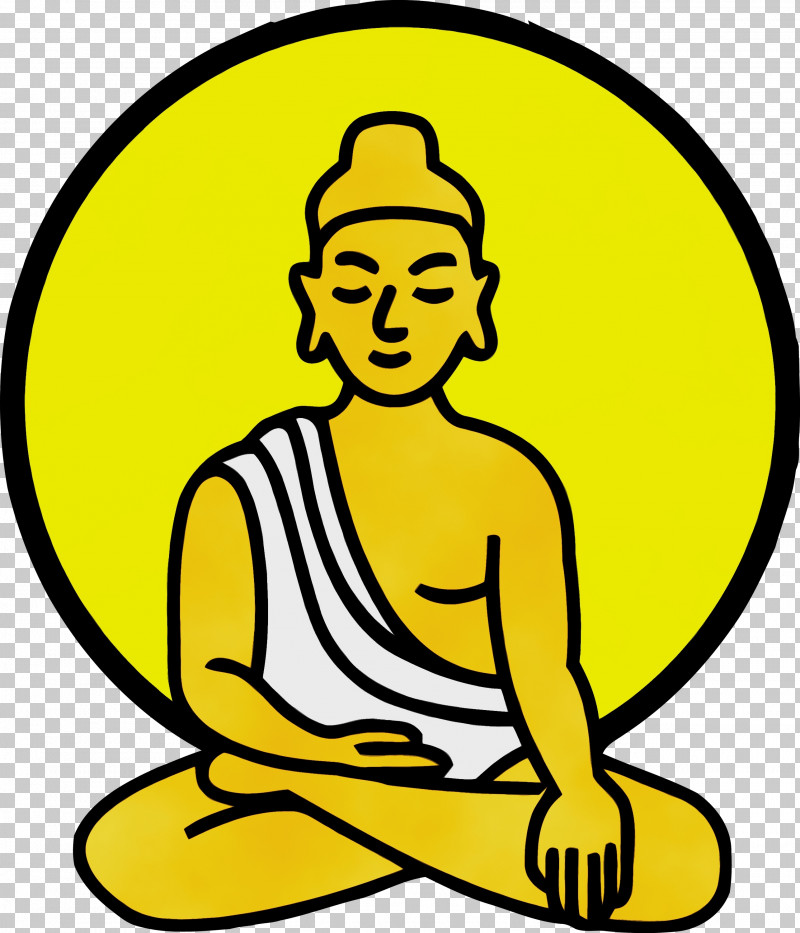 Yellow Sitting Line Art Finger Meditation PNG, Clipart, Bodhi, Bodhi Day, Finger, Line Art, Meditation Free PNG Download
