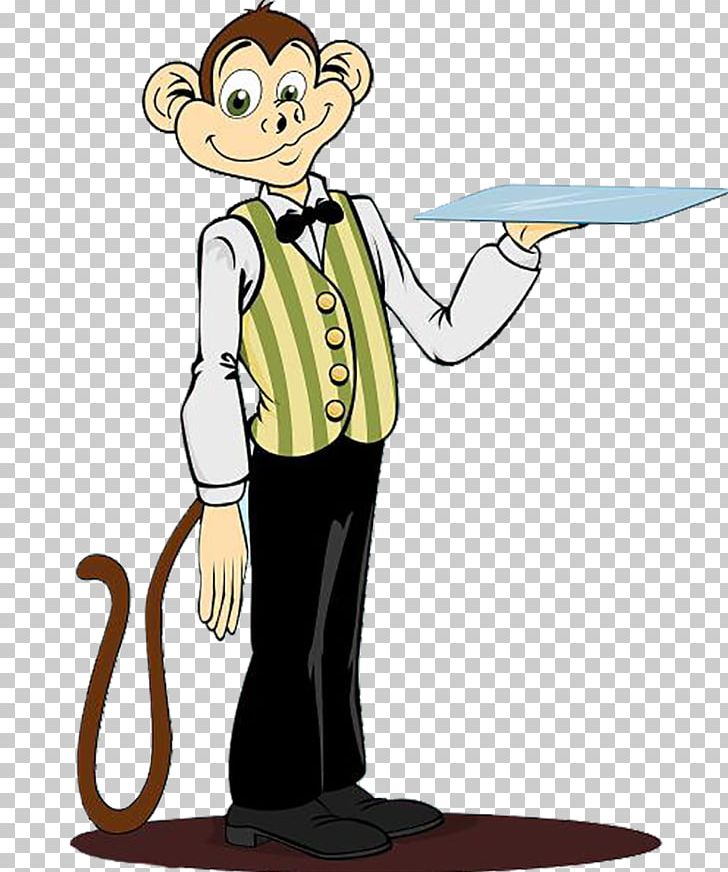 Waiter Tray Domestic Worker Valet Illustration PNG, Clipart, Animals, Art, Black Monkey, Brass Instrument, Butler Free PNG Download