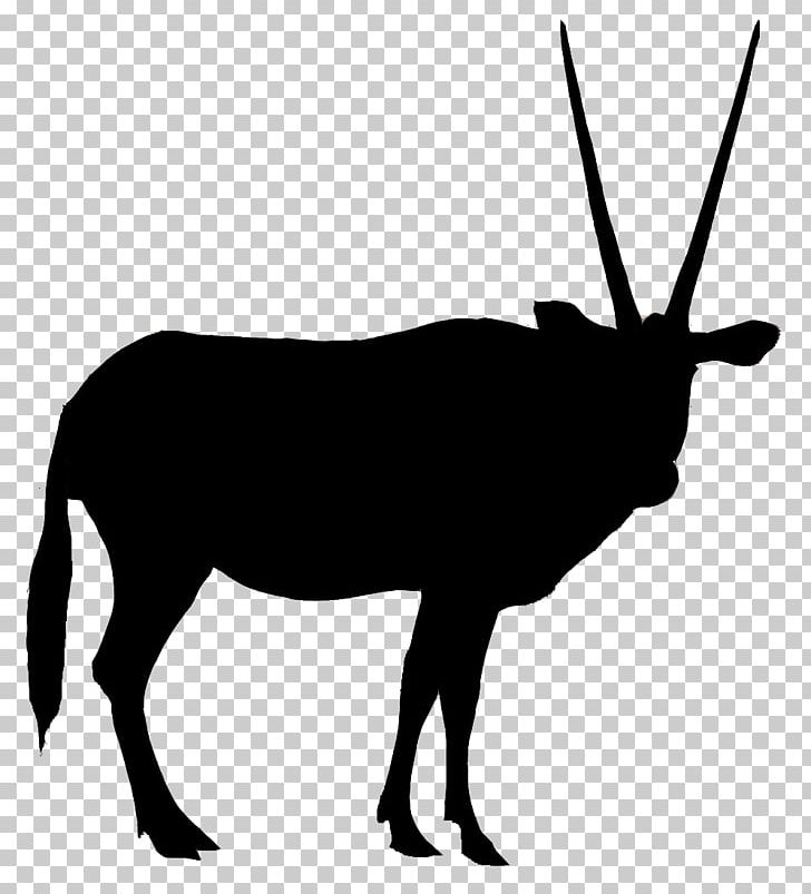 Antelope Gemsbok Silhouette Gazelle PNG, Clipart, Animals, Antelope, Antler, Black And White, Cattle Like Mammal Free PNG Download