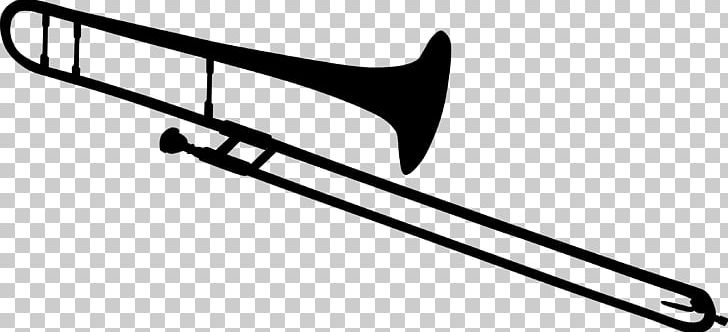 Trombone Musical Instrument PNG, Clipart, Black And White, Brass Instrument, Cartoon Black Trumpet, Clip Art, Drawing Free PNG Download