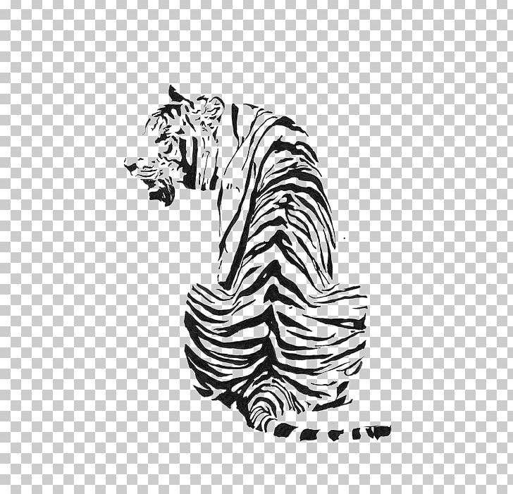 White Tiger Black And White Drawing PNG, Clipart, Animal, Animals, Big Cats, Black, Carnivoran Free PNG Download