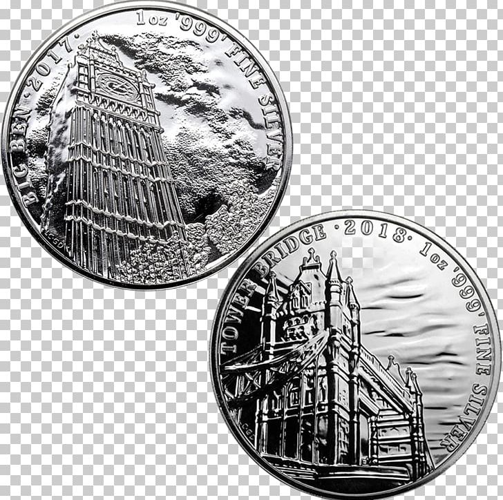 Big Ben Tower Bridge Landmarks Of Britain Coin Silver PNG, Clipart, Big Ben, Black And White, Bullion Coin, Circle, Coin Free PNG Download