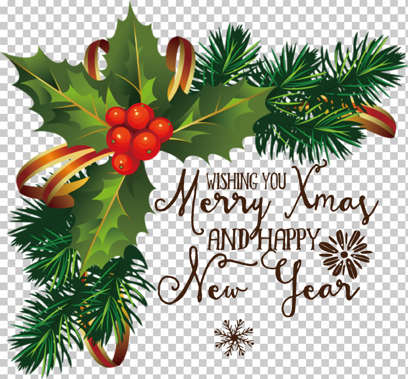 Merry Christmas Happy New Year PNG, Clipart, Christmas Card, Christmas Day, Christmas Decoration, Happy New Year, Holly Free PNG Download