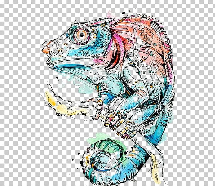 Paper Watercolor Painting Watercolour Techniques Drawing PNG, Clipart, Animals, Art, Cartoon, Chameleon, Fictional Character Free PNG Download