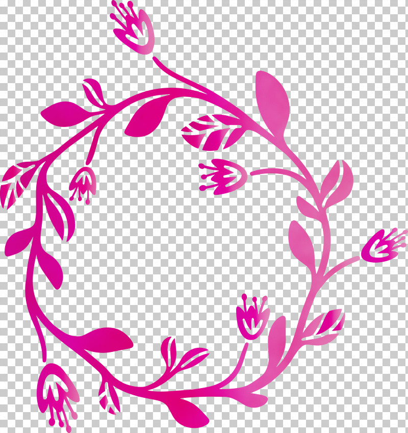 Magenta Pink Branch Leaf Ornament PNG, Clipart, Branch, Circle, Floral Frame, Flower Frame, Herbaceous Plant Free PNG Download