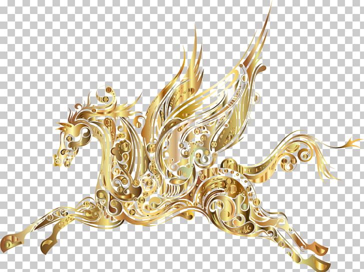Flying Horses Pegasus PNG, Clipart, Animals, Drawing, Fictional Character, Flying Horses, Gold Free PNG Download