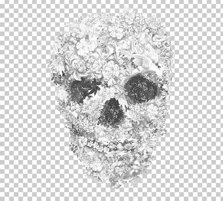 Calavera Skull Art Flower Skull Art PNG, Clipart, Alexander Mcqueen, Art, Artist, Black And White, Bone Free PNG Download