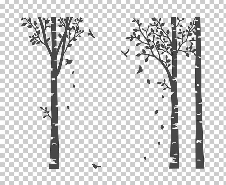 Twig Wall Decal Sticker Tree PNG, Clipart, Area, Birch, Black, Black And White, Branch Free PNG Download