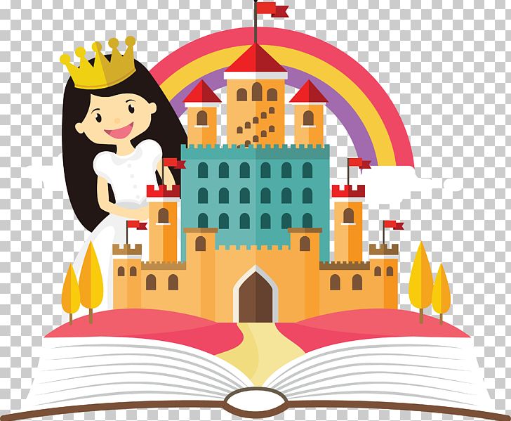 Princess In The Storybook PNG, Clipart, Art, Book, Book Illustration, Cartoon, Castle Free PNG Download
