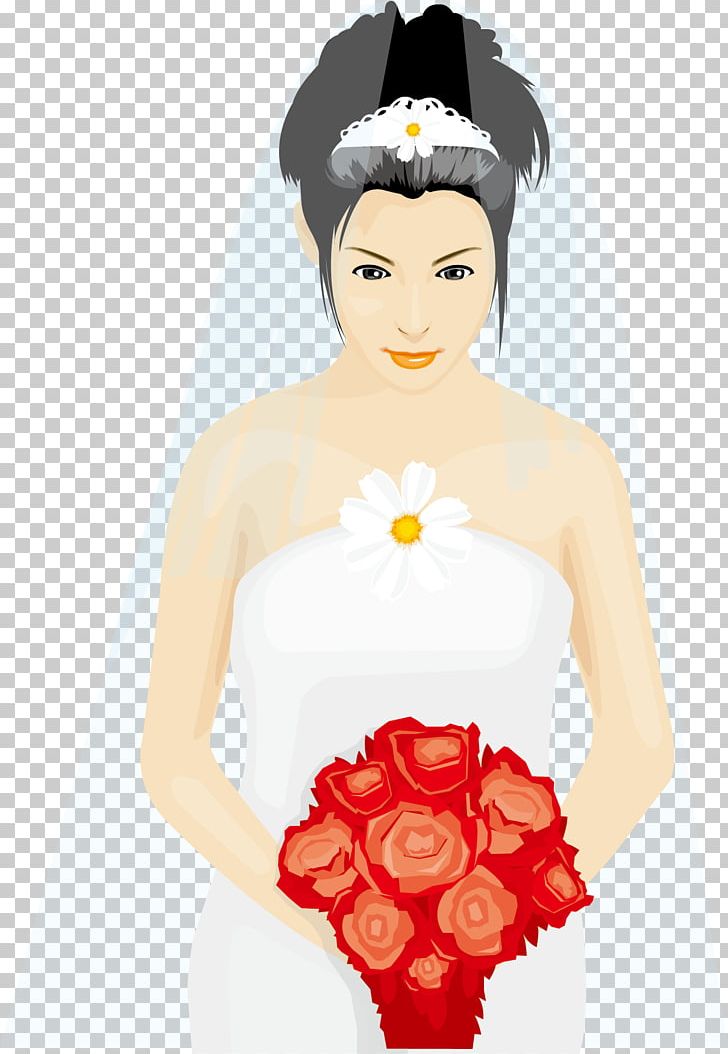 Bride Illustration PNG, Clipart, Black Hair, Fashion Illustration, Fictional Character, Flower, Girl Free PNG Download