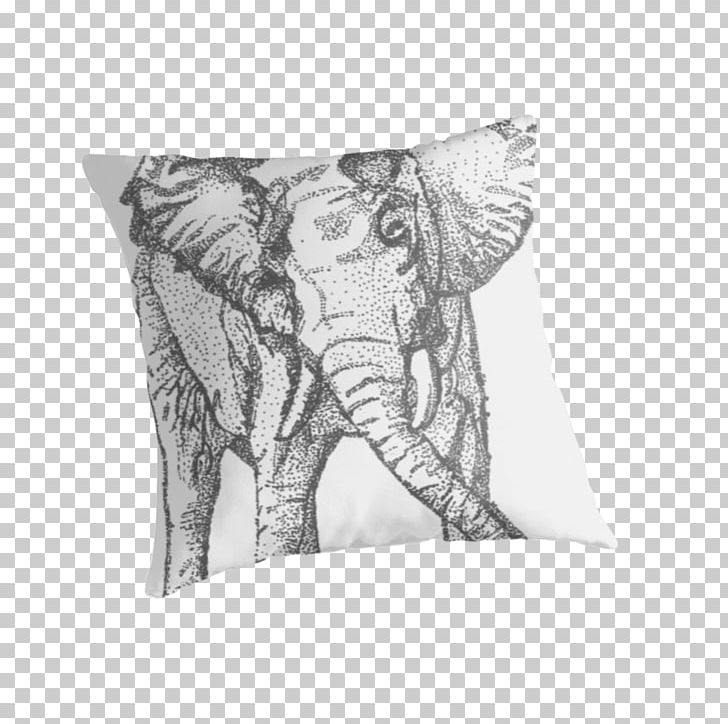 African Elephant Indian Elephant Throw Pillows Cushion PNG, Clipart, African Elephant, Asian Elephant, Black And White, Cushion, Drawing Free PNG Download