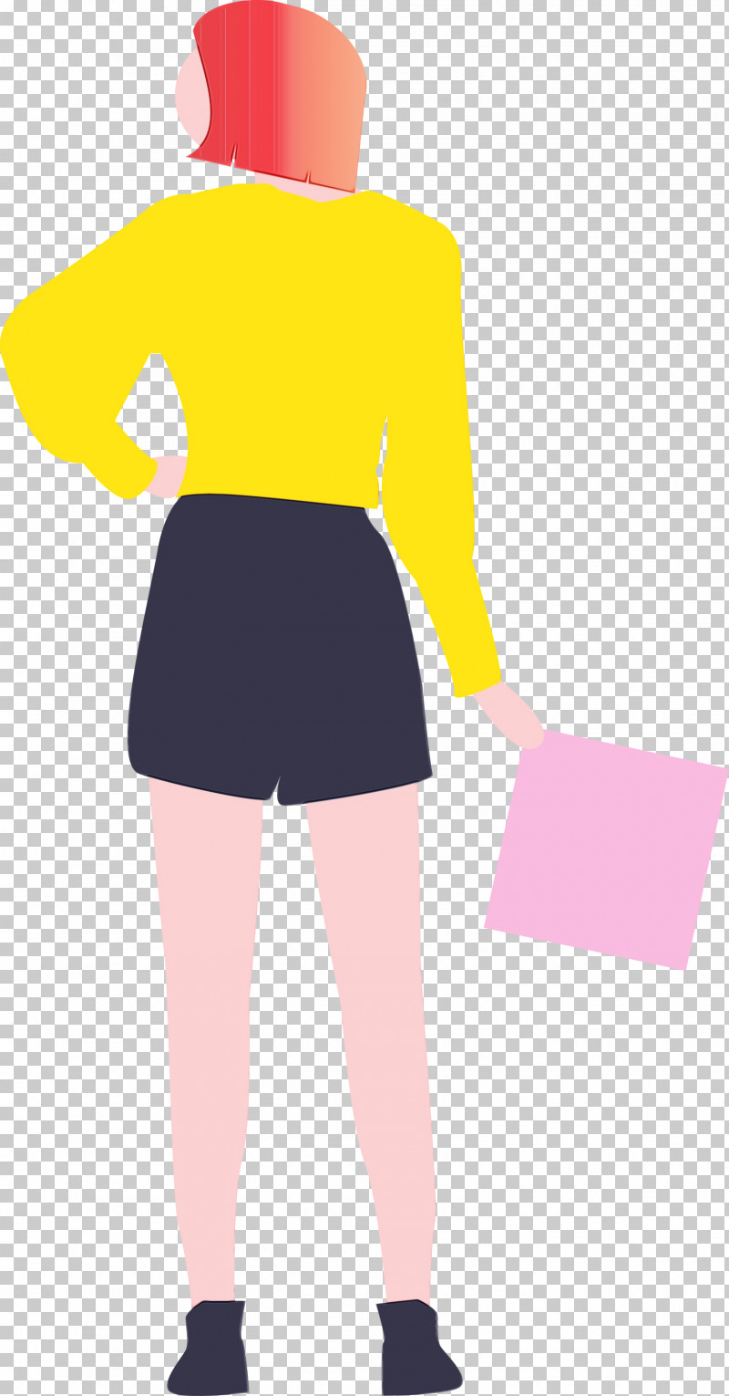 Clothing Yellow Waist Standing Uniform PNG, Clipart, Blouse, Clothing, Fashion Lady, Footwear, Human Leg Free PNG Download
