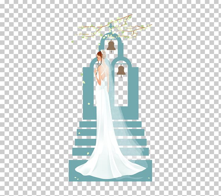 Bride Wedding Illustration PNG, Clipart, Beautiful, Bell Tower, Blue, Cartoon, Church Free PNG Download