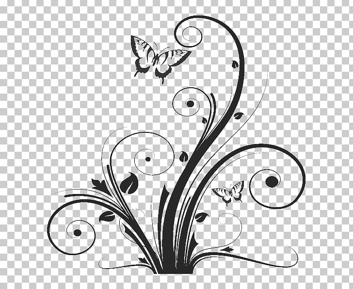 Sticker Drawing PNG, Clipart, Black And White, Branch, Butterfly, Cicekler, Flower Free PNG Download