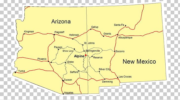 Arizona / New Mexico Map Alpine Flagstaff PNG, Clipart, Alpine, Angle, Area, Arizona, Blue River Free PNG Download