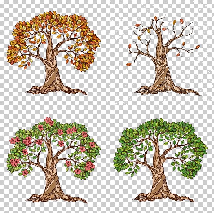 Tree Season Autumn Illustration PNG, Clipart, Art, Background Decoration, Branch, Family Tree, Handpainted Plants Free PNG Download