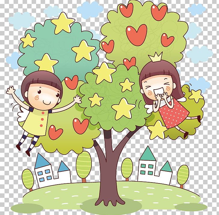 Cartoon Tree Illustration PNG, Clipart, Child, Children, Color, Creative Background, Creative Logo Design Free PNG Download