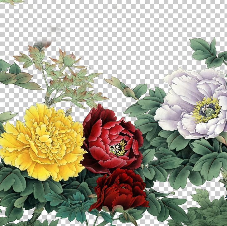 Gongbi Moutan Peony Chinese Painting Shan Shui PNG, Clipart, Annual Plant, Birdandflower Painting, Calligraphy, Chinese Calligraphy, Daisy Family Free PNG Download