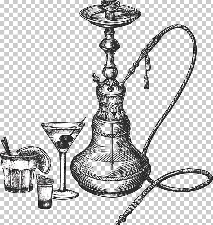 Tobacco Pipe Hookah Drawing Sketch PNG, Clipart, Al Fakher, Artwork, Barware, Black And White, Cookware And Bakeware Free PNG Download