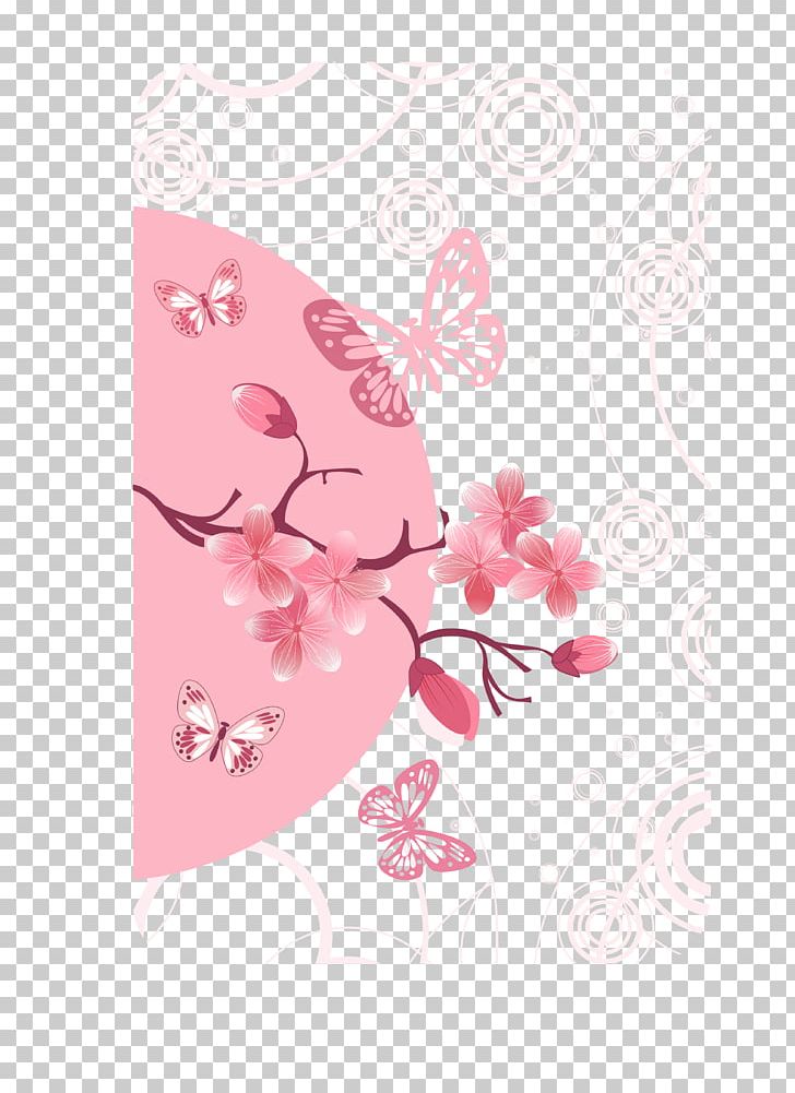 Cherry Blossom Euclidean PNG, Clipart, Blue, Branches, Butterfly, Design, Encapsulated Postscript Free PNG Download