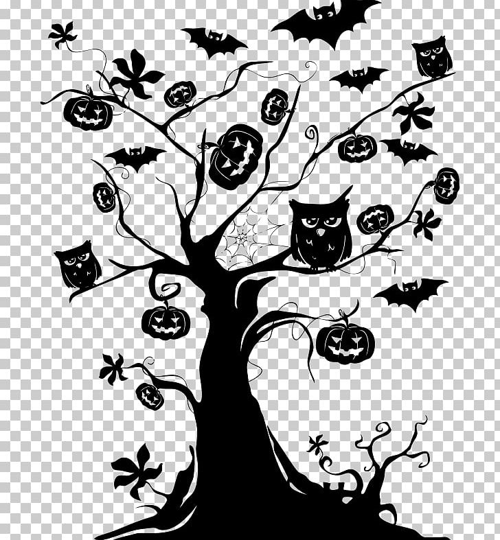 Drawing Halloween PNG, Clipart, Artwork, Big Trees, Black, Branch, Fictional Character Free PNG Download