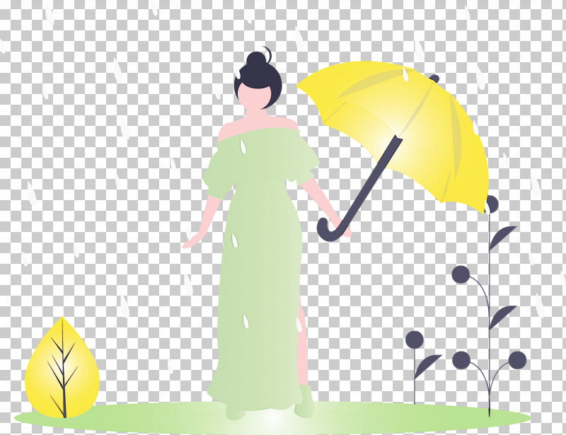 Green Yellow Cartoon Line Umbrella PNG, Clipart, Animation, Black Hair, Cartoon, Green, Line Free PNG Download