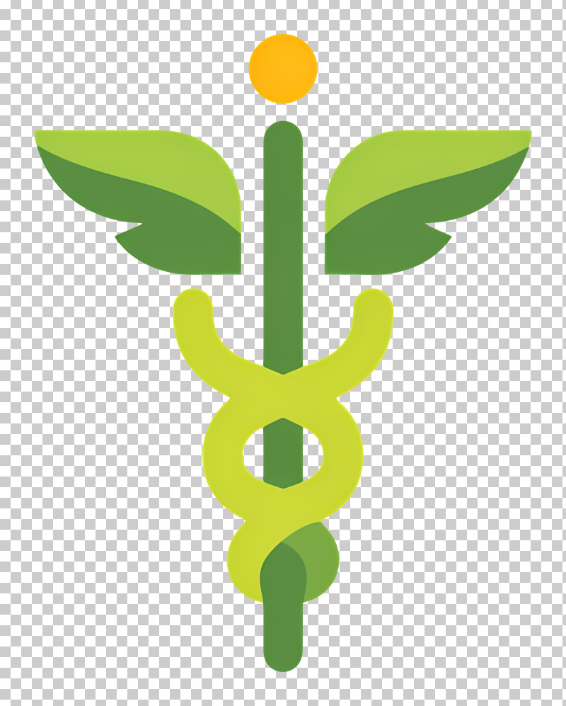 Health Sign - Green Medical Symbol With Leaves PNG