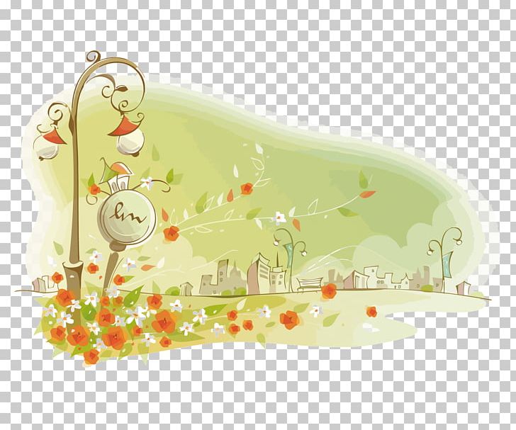 Cartoon Poster Illustration PNG, Clipart, Encapsulated Postscript, Flower, Green Light, Hand, Hand Drawn Free PNG Download