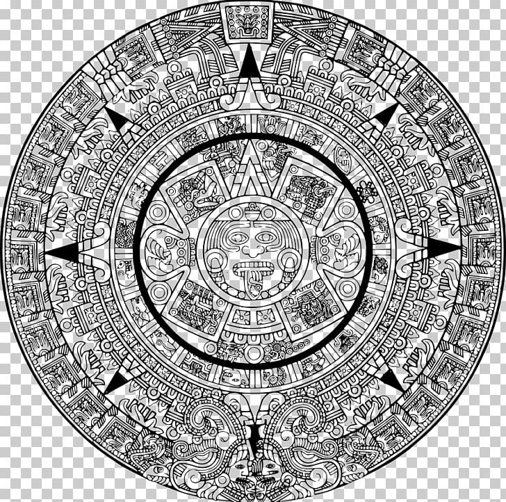 Aztec Calendar Stone Chichen Itza Maya Civilization Inca Empire PNG, Clipart, Aztec, Aztec Calendar, Aztec Calendar Stone, Black And White, Calendar Free PNG Download